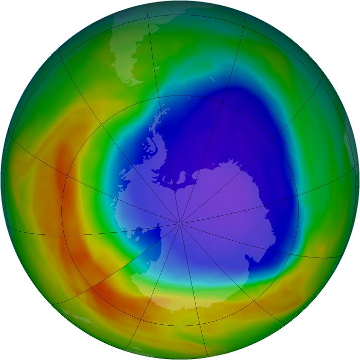 Antarctic ozone map for 16 October 2005